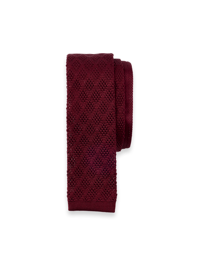 Product Image of Geometric Knit Silk Tie-Red