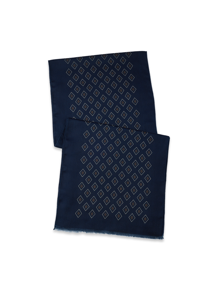 Product Image of Geometric Wool Suit Scarf-Navy/Tan