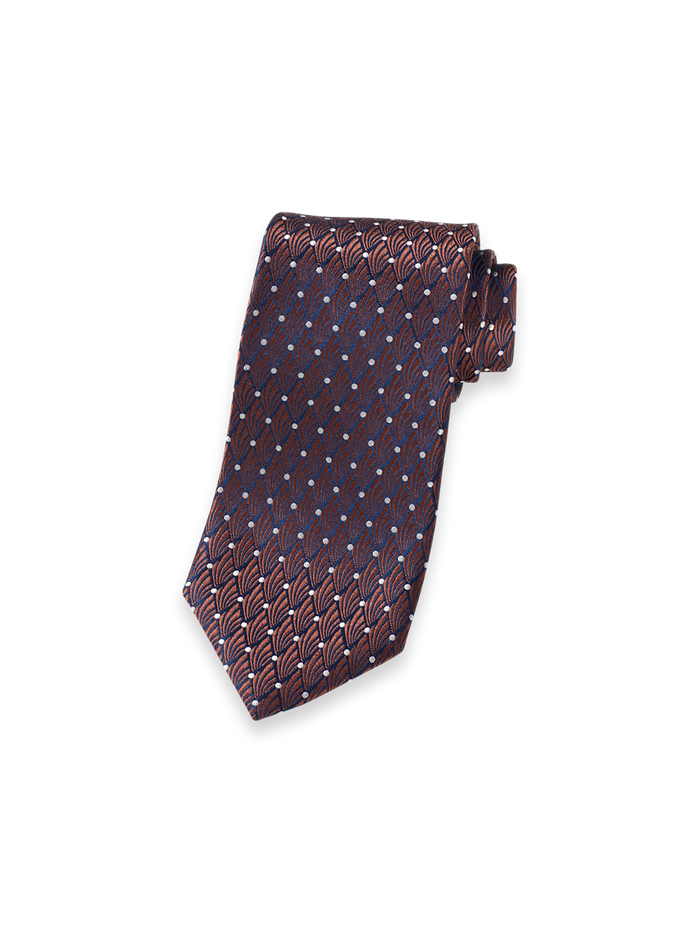 Product Image of Geometric Woven Silk Tie-Brown