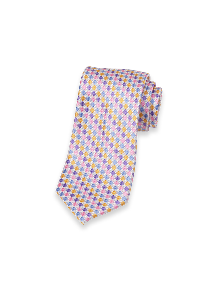 Geometric Woven Silk Tie - Purple Multi