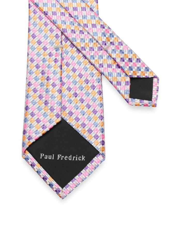 Geometric Woven Silk Tie - Purple Multi