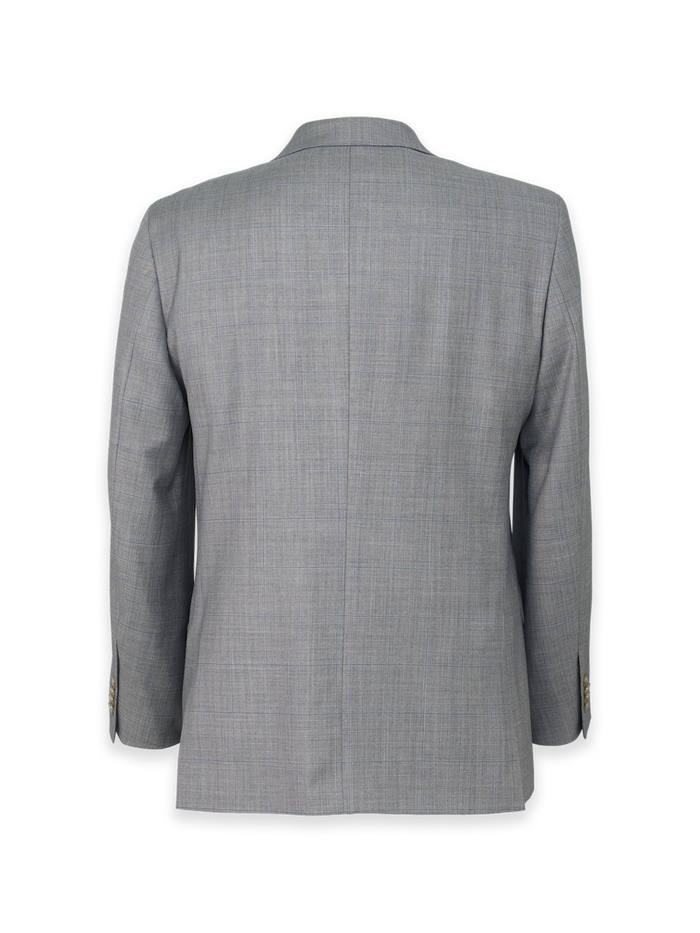 Alternate Image of Grey Wool Windowpane Double Breasted Peak Lapel Suit Jacket-1