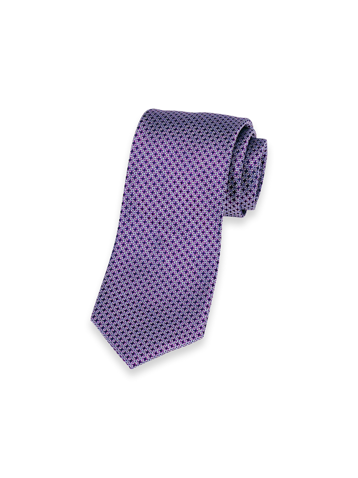 Product Image of Grid Woven Silk Tie-Purple