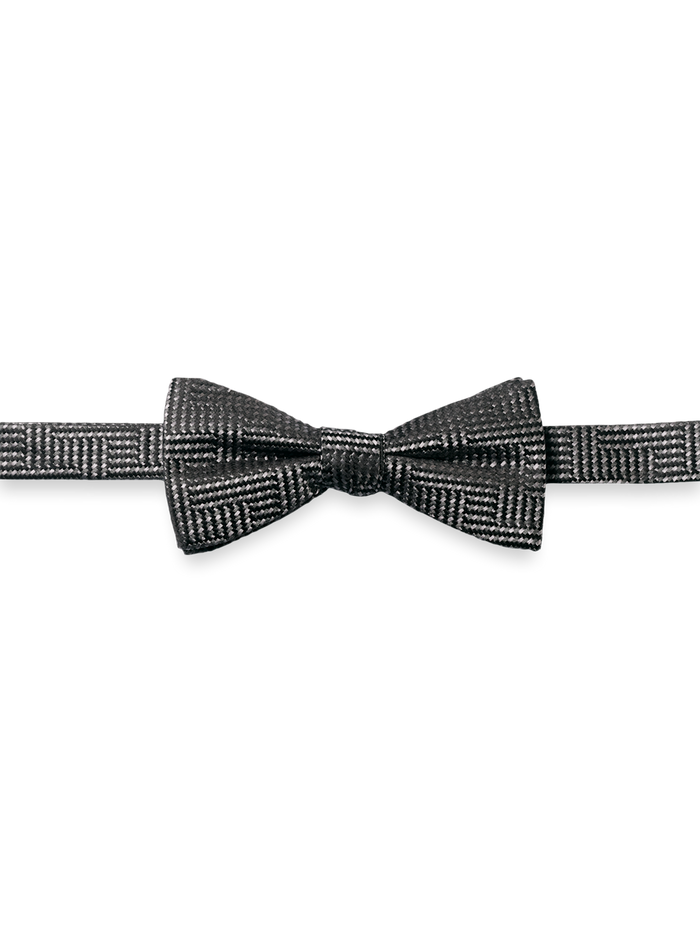 Product Image of Herringbone Woven Silk Pre-tied Bow Tie-Silver