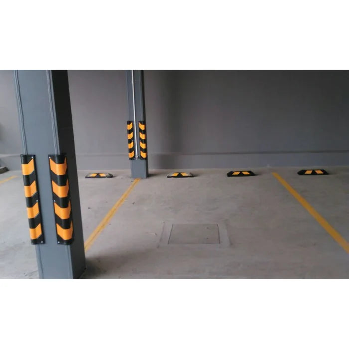 Home Park-It® Parking Stop Curb - Black with Yellow Stripes - 22" Inch Long - GNRS1319YB
