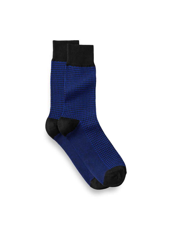 Product Image of Houndstooth Cotton Blend Sock-Blue/Black