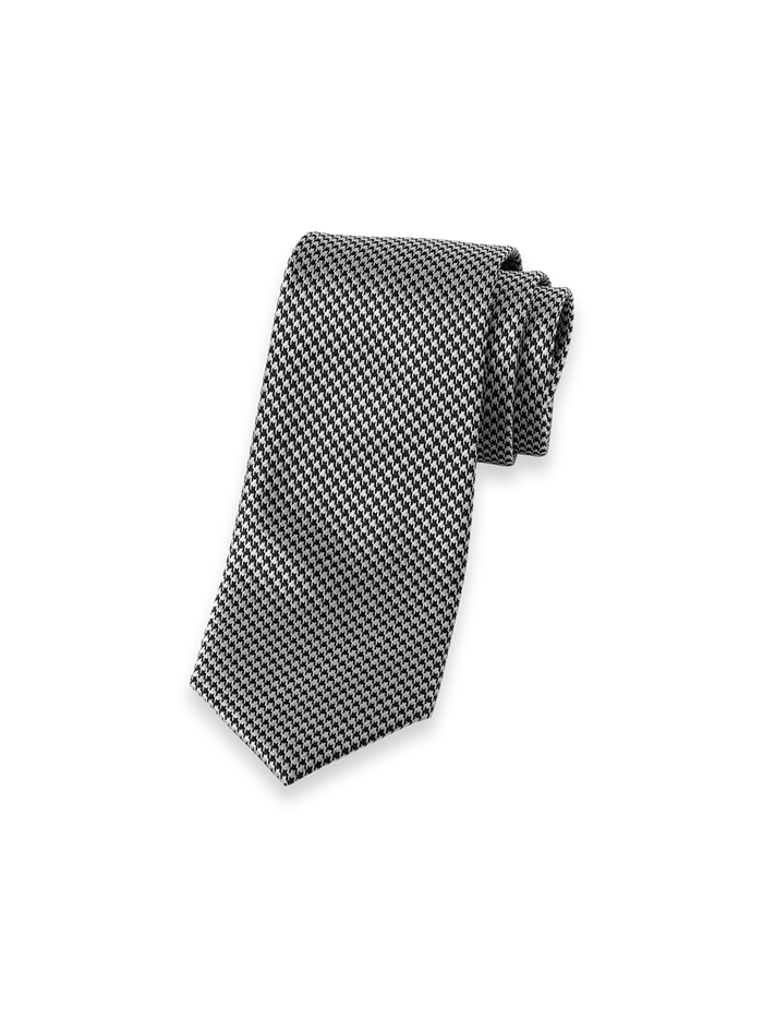 Product Image of Houndstooth Woven Silk Tie-Black/Grey