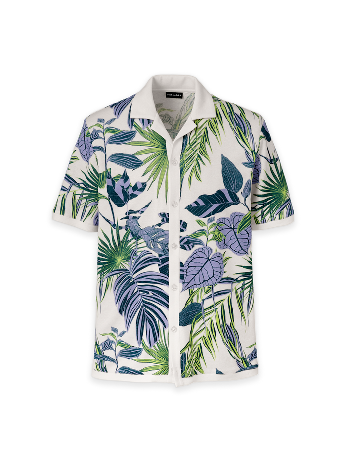 Product Image of Linen Blend Button Front Camp-White Multi