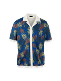 Product Image of Linen Blend Button Front Camp Collar-Blue Multi