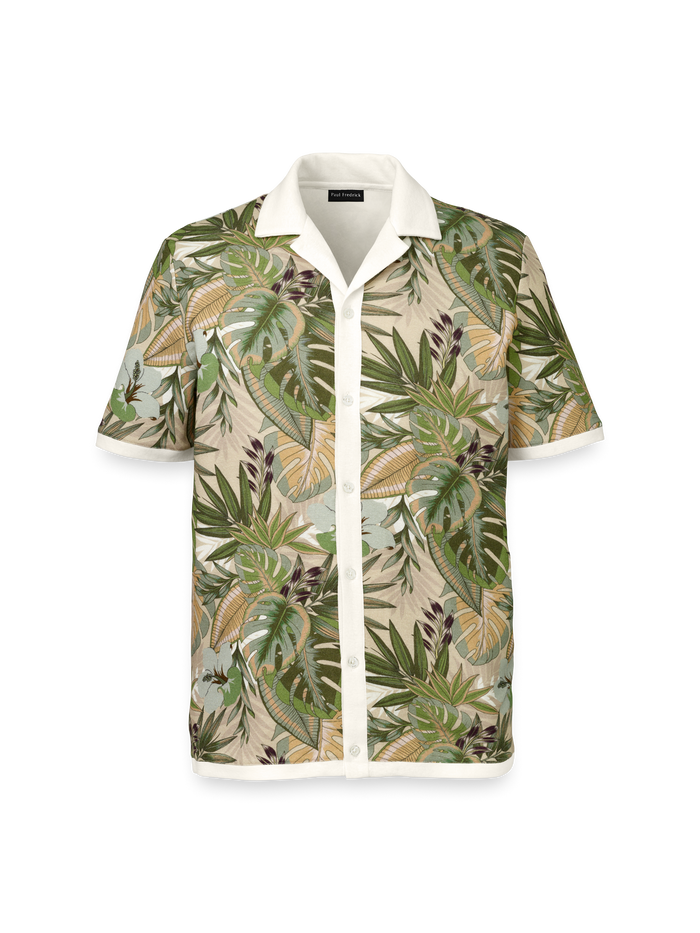 Product Image of Linen Blend Button Front Camp Collar-Multi