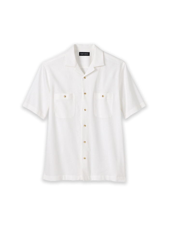 Product Image of Linen Blend Solid Casual Shirt-White