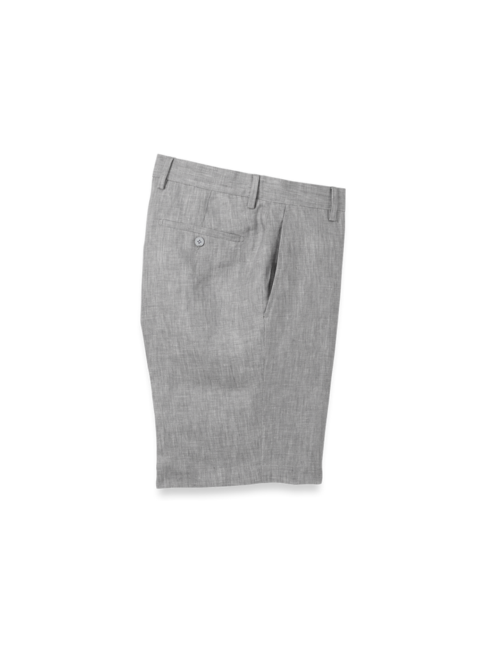 Product Image of Linen Chambray Twill Flat Front Shorts-Grey