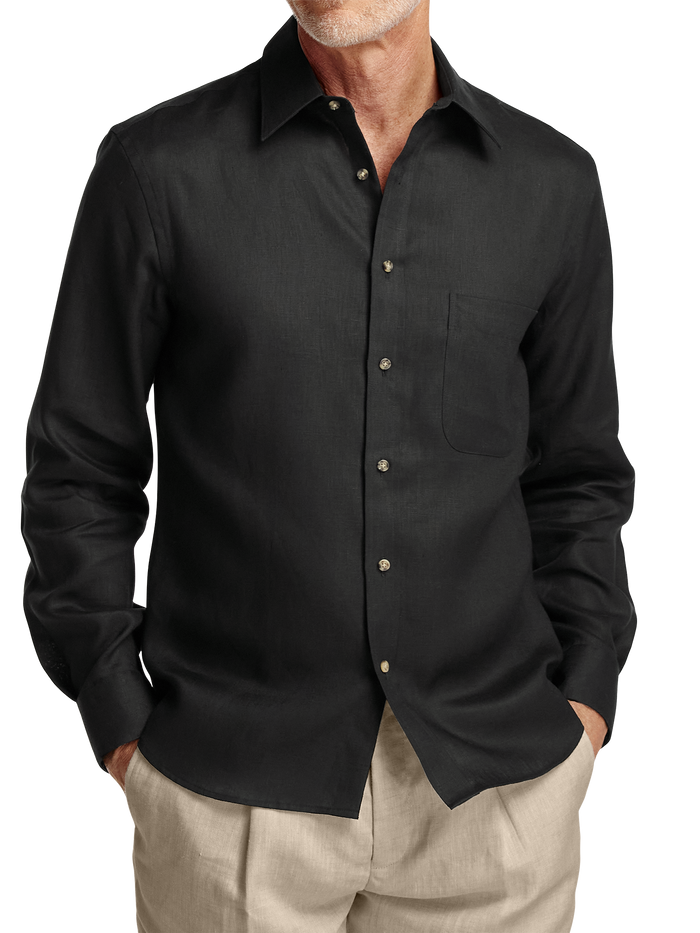 Linen Solid Casual Shirt - Black