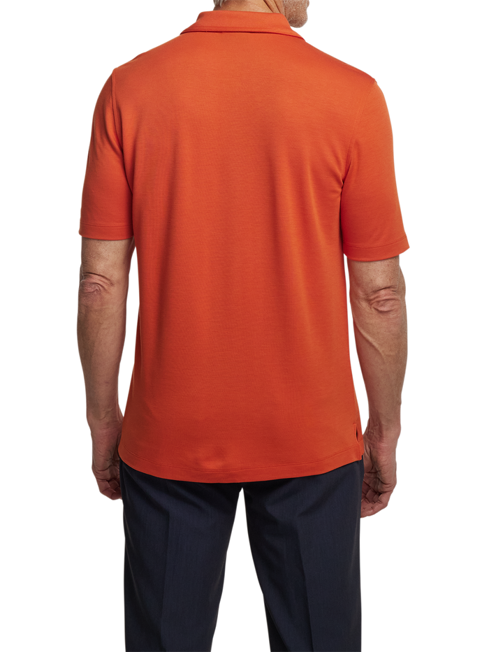 Lyocell Blend Quarter Zip Polo - Rust