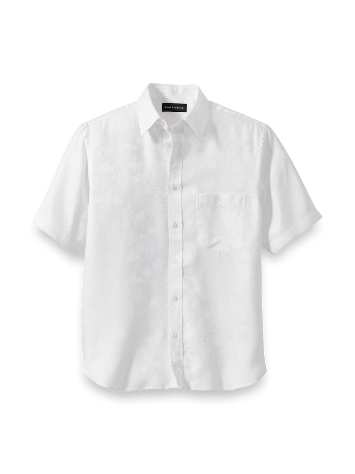 Lyocell Solid Jacquard Casual Shirt - White