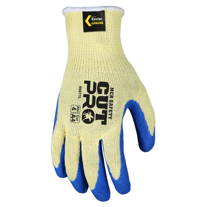 MCR Safety Cut Pro Gloves - 10 Gauge Kevlar/Synthetic Shell - Latex Dipped Palm & Fingers - 96871