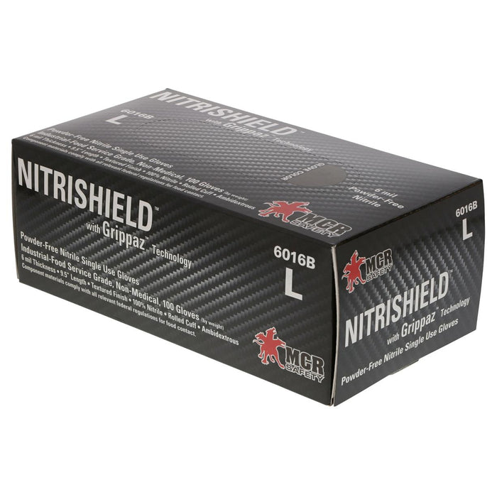 MCR Safety NitriShield Disposable Nitrile Gloves w/ Grippaz Technology - 6 mil - Powder Free - 100 pc box - 6016