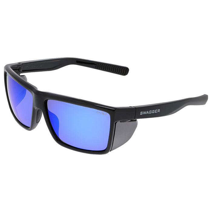 MCR Safety Swagger SR2 Series Polarized Blue Diamond Mirror Lens Safety Glasses - SR218BZ