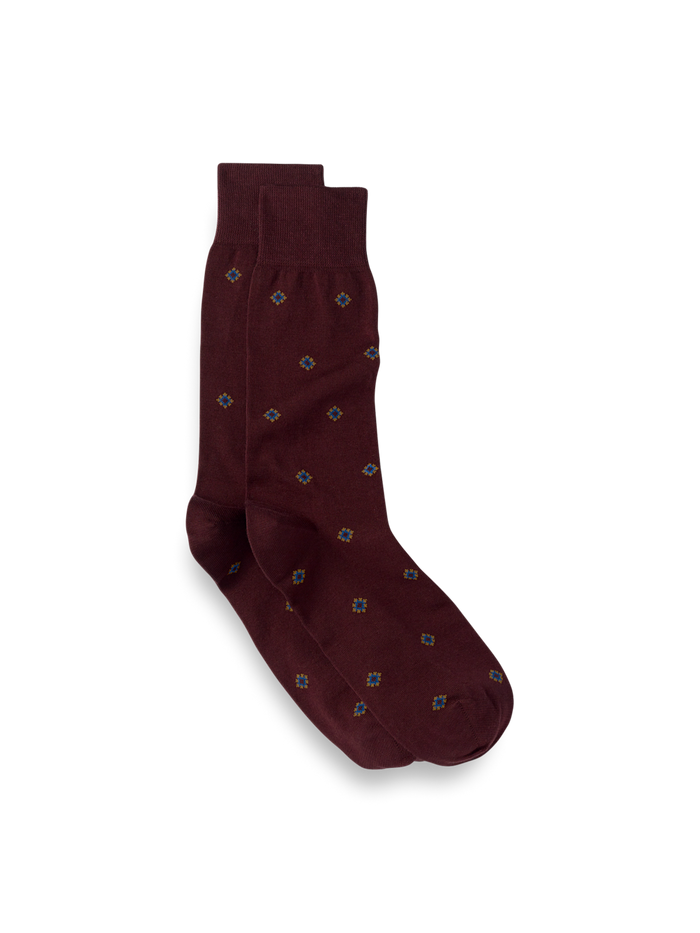 Product Image of Medallion Cotton Blend Sock-Burgundy