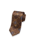 Product Image of Medallion Printed Italian Silk Tie-Brown/Blue