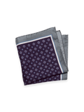 Product Image of Medallion Silk Pocket Square-Purple/Silver