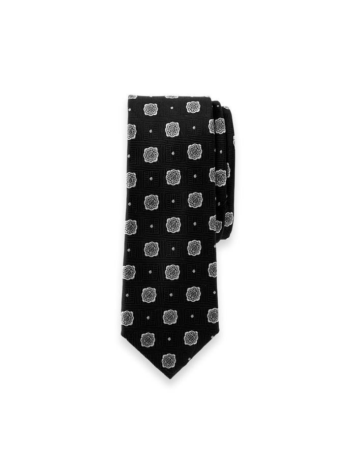 Product Image of Medallion Woven Silk Tie-Black