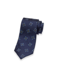 Product Image of Medallion Woven Silk Tie-Navy