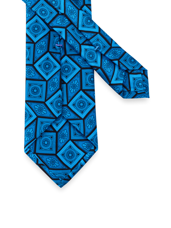 Medallion Woven Silk Tie - Teal
