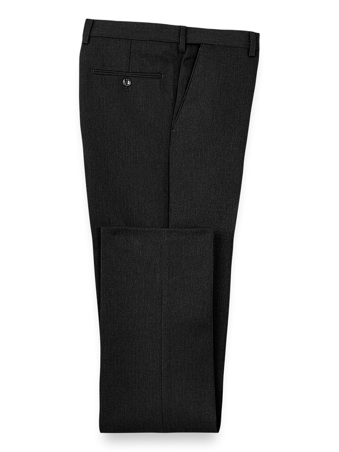Product Image of Microfiber Herringbone Flat Front Pants-Black#model_flat front