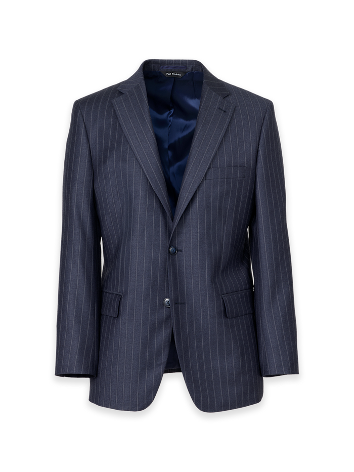 Product Image of Navy Wool Stripe Single Breasted Notch Lapel Suit Jacket-Navy