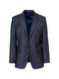 Product Image of Navy Wool Stripe Single Breasted Notch Lapel Suit Jacket-Navy