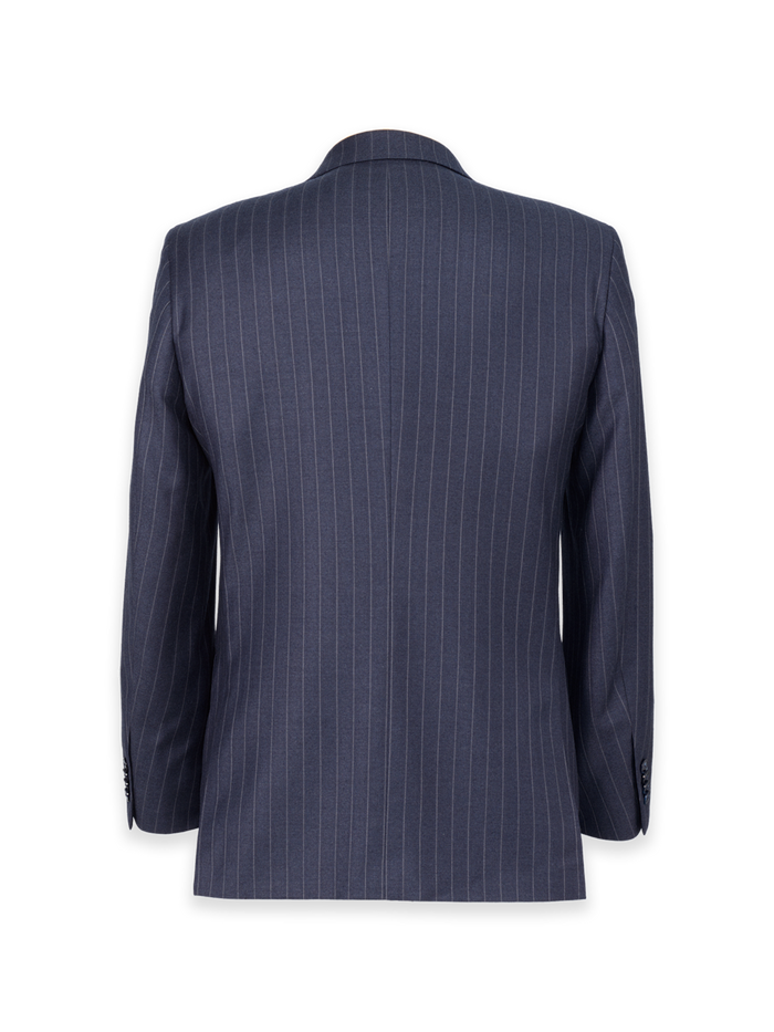 Alternate Image of Navy Wool Stripe Single Breasted Notch Lapel Suit Jacket-1
