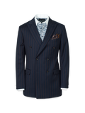 Product Image of Navy/brown Wool Stripe Double Breasted Peak Lapel Suit Jacket-Navy/Brown