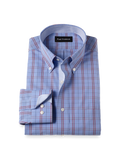 Product Image of Non-iron Cotton Check Dress Shirt With Contrast Trim-Blue