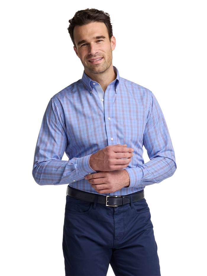 Alternate Image of Non-iron Cotton Check Dress Shirt With Contrast Trim-1