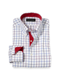 Product Image of Non-iron Cotton Check Dress Shirt With Contrast Trim-Blue/Red