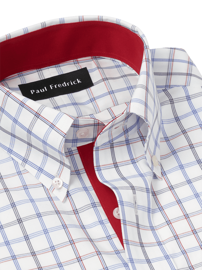 Alternate Image of Non-iron Cotton Check Dress Shirt With Contrast Trim-6