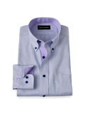Product Image of Non-iron Cotton Check Dress Shirt With Contrast Trim-Purple