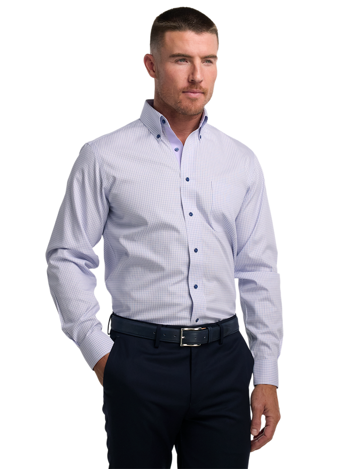 Alternate Image of Non-iron Cotton Check Dress Shirt With Contrast Trim-1