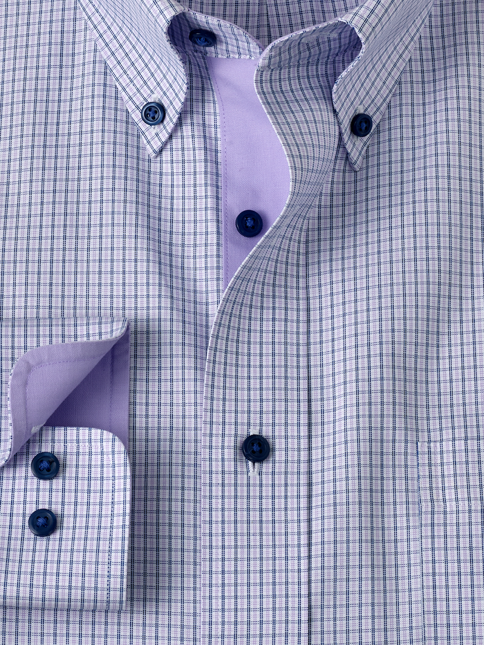 Alternate Image of Non-iron Cotton Check Dress Shirt With Contrast Trim-5