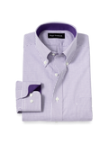 Product Image of Non-iron Cotton Check Dress Shirt With Contrast Trim-Purple/White
