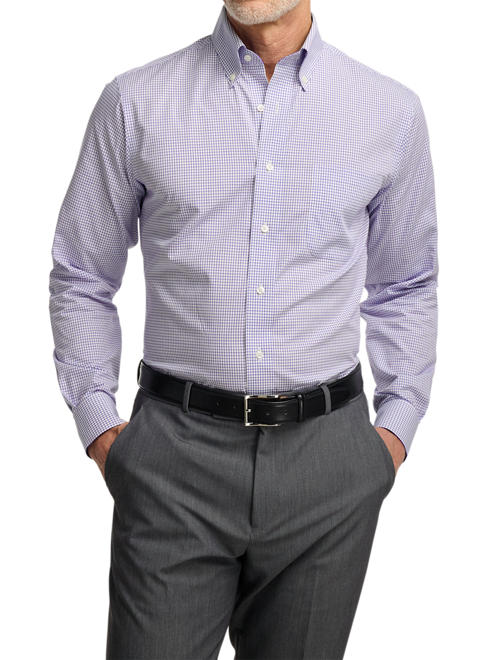 Alternate Image of Non-iron Cotton Check Dress Shirt With Contrast Trim-1
