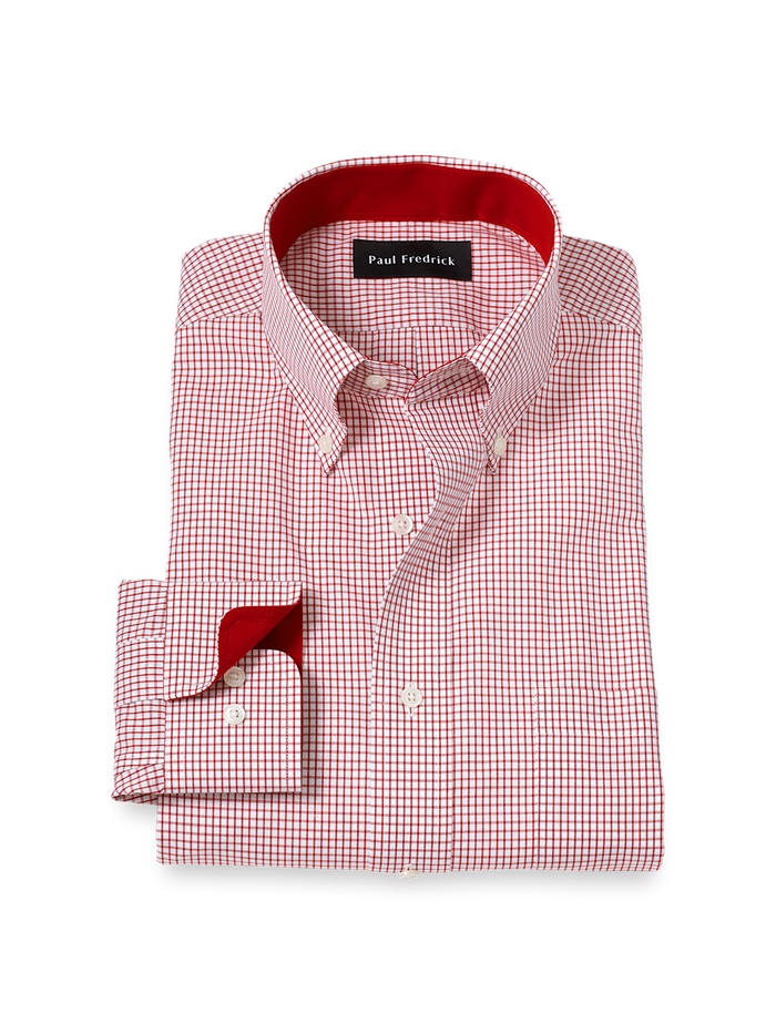 Product Image of Non-iron Cotton Check Dress Shirt With Contrast Trim-1