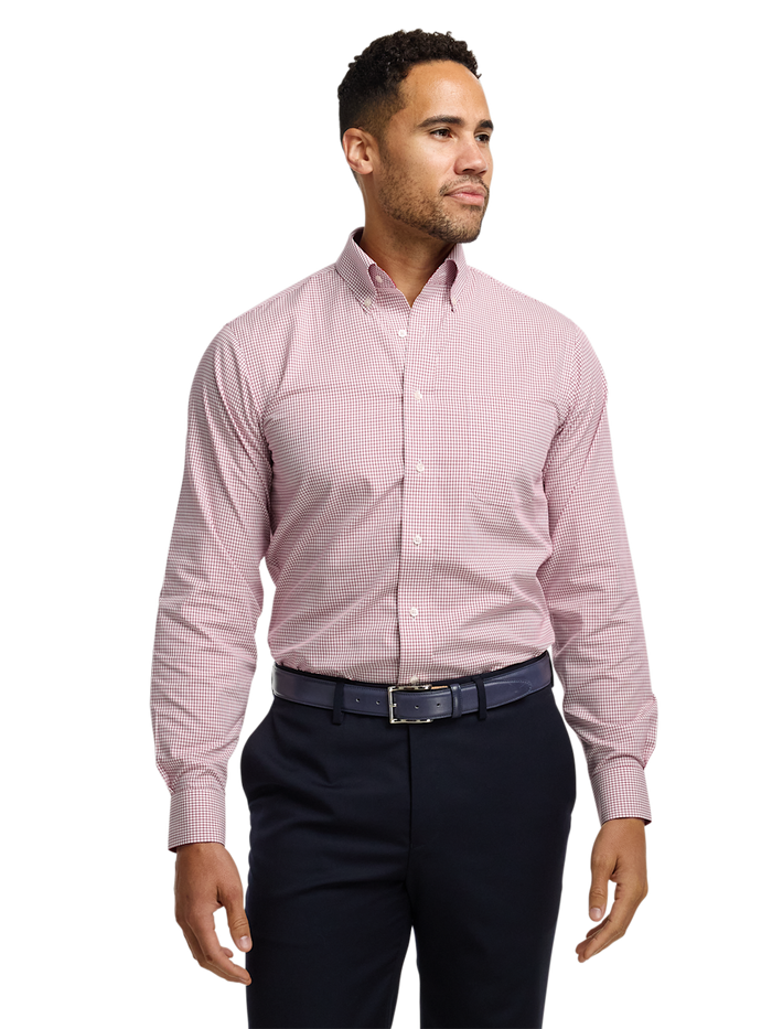 Alternate Image of Non-iron Cotton Check Dress Shirt With Contrast Trim-1
