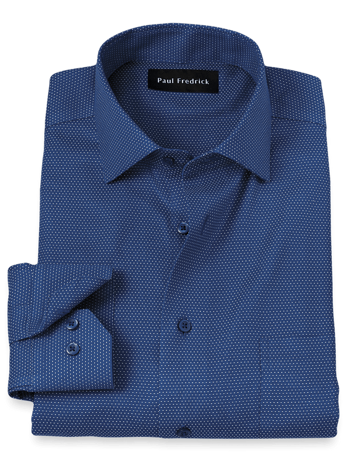 Product Image of Non-iron Cotton Dot Dress Shirt-Blue