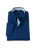 Product Image of Non-iron Cotton Dot Dress Shirt With Contrast Trim-Navy/Teal