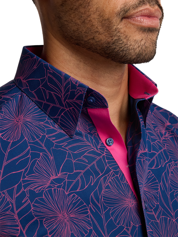 Alternate Image of Non-iron Cotton Floral Dress Shirt With Contrast Trim-2
