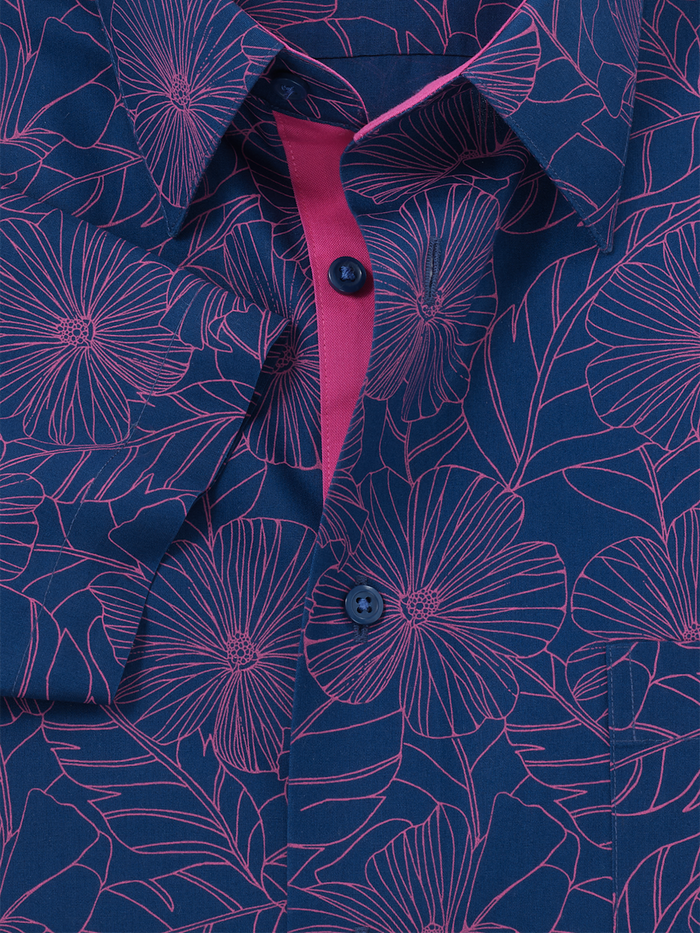 Alternate Image of Non-iron Cotton Floral Dress Shirt With Contrast Trim-5