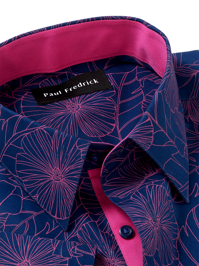 Alternate Image of Non-iron Cotton Floral Dress Shirt With Contrast Trim-6