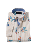 Product Image of Non-iron Cotton Floral Dress Shirt With Contrast Trim-Tan Multi